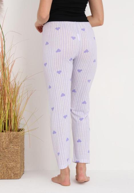 Pantaloni de Pijama Dama ,Culoare Mov cu Alb,Engros